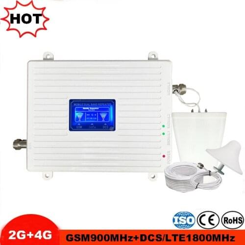 GSM Repeater 2G 3G 4G Cellular Signal Booster dual band 900 1800 and 900 2100 Cellular Amplifier LTE Mobile Phone Amplifier Set