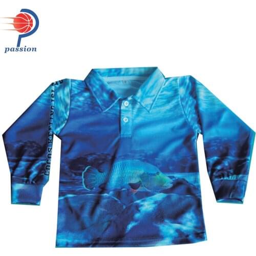 28 Each Ocean Blue Long Sleeve Fishing Shirts With Custom Fish Design