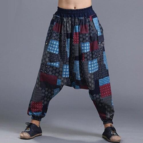 Men Women Yoga Harem Pants India Printed Traditional Trouers Wide Leg Hippie Baggy Cotton Loose Leisure Festival Sports Pants