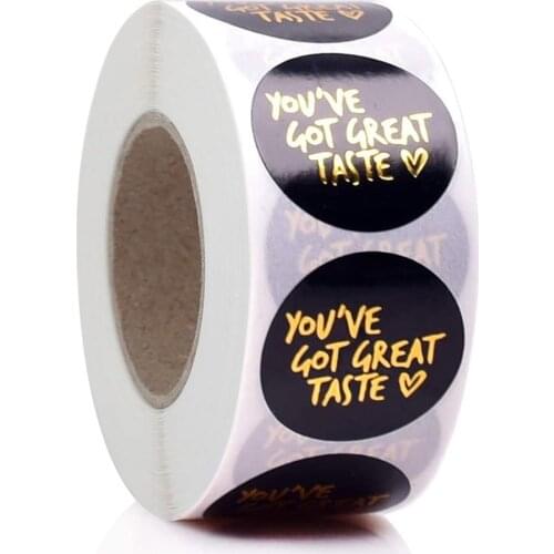 You've Got Great Taste Stickers Black Background Gold Foil Business Thank You Stickers 500pcs labels Shipping Stickers