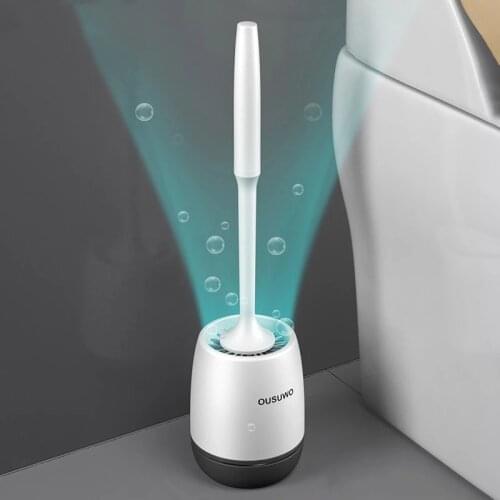 TPR Silicone Head Toilet Brush Quick Draining Clean Tool Wall-Mount Or Floor-Standing Cleaning Brush Bathroom Accessories