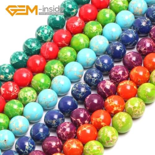 Gem-inside Multicolor 14mm Sea Sediment Jaspe r Beads DIY Beads For Jewelry Making Strand 15 inches DIY !Free Shipping NEW
