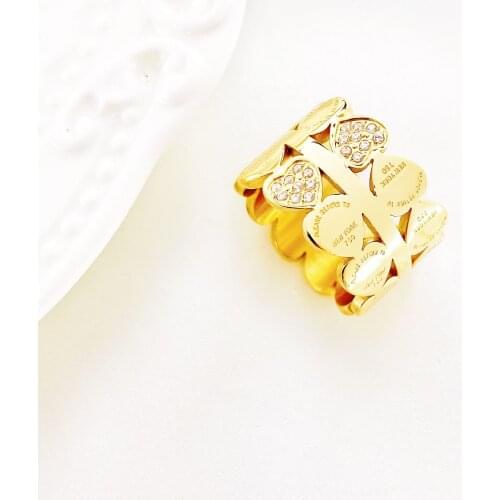 Stainless steel jewelry classic rose golden heart-shaped lock engraved letters romantic love ring couples jewelry gifts