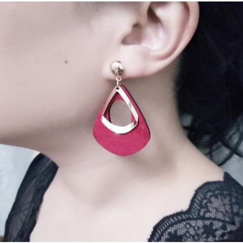 2019 Hot Fashion Wooden Drop-Earrings Geometric Square Round Earrings for Women Lover Best Gift Jewelry