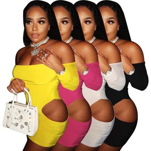ZKYZWX Sexy Off Shoulder Bodycon Dress for Women Summer Vacation Outfits Birthday Clubwear Long Sleeve Skinny Party Mini Dresses