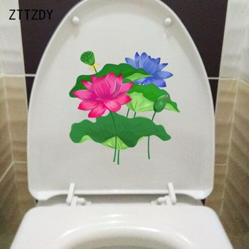 ZTTZDY 22.8*23.5CM Cartoon Hand Dawn Colored Lotus Kids Room Wall Decoration Toilet Sticker T2-0677