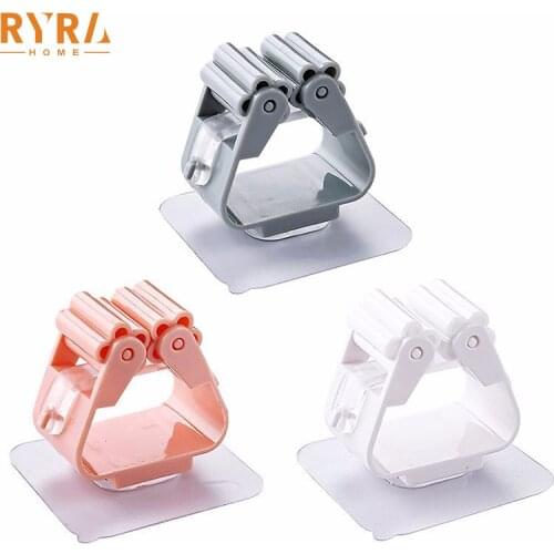 Hot Wall Mounted Mop Holder Broom Hanger Clip Home Goods Seamless Bathroom Home Kitchen Storage Organizer Racks Household Tools