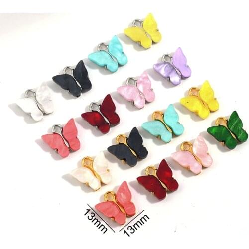 10Pcs/Lot Acrylic Butterfly Pendant Necklace Bracelet Earrings DIY Accessories Animal Charms For Jewelry Making Supplies