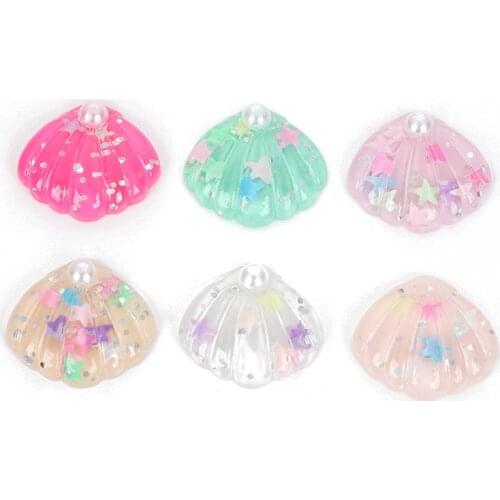 10Pcs Mixed Resin Flatback Pearl Glitter Scallops Embellishment Cabochon Decoration Scrapbooking Diy Craft Supplies Accessories