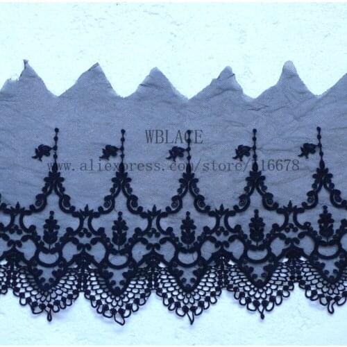 7 yards/lot New fashion off white/black Embroidery Design Net Lace Mesh Tulle Guipure Cord Lace DIY wedding/skirt dress lace