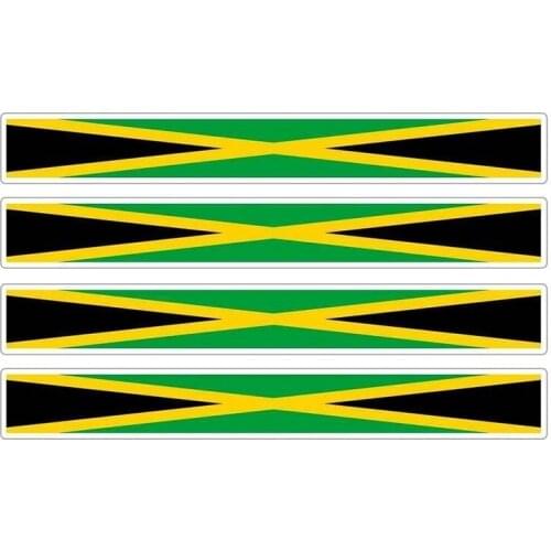 4 X Jamaica Car Stickers Car Stripe Motorcycle Racing Flag Sticker Skateboard Decal Bike Moto Tuning Waterproof Decals,13cm*2cm