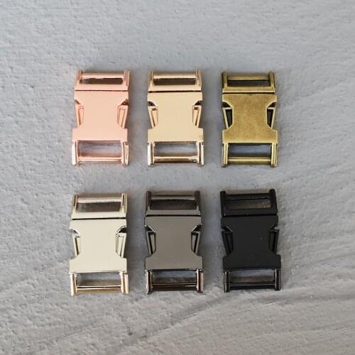 50 Pcs 15mm Metal Belt Buckle Side Release Curved Belt Buckle for Bag DIY Paracord Buckles Bracelet Trinket Bracelet Accessories