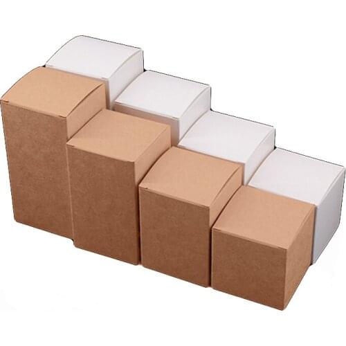 50pcs/lot 6x6x5cm -12cm 8Sizes White/brown kraft Paper Box DIY Lipstick Perfume Bottle packaging box for valve tube package