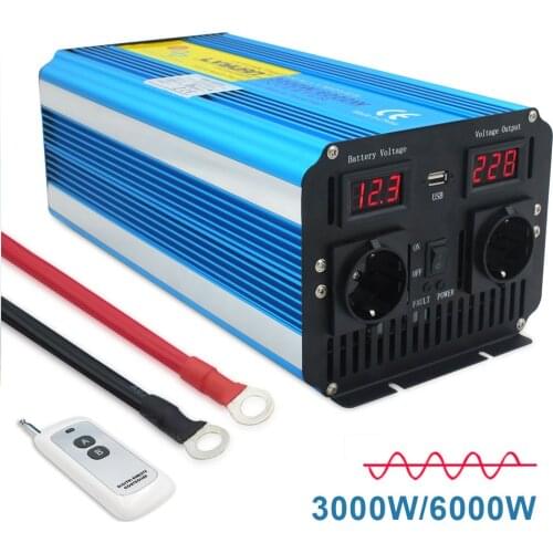 6000W Large Power Inverter Inverter 12v 220v Pure Sine Wave Car Inverter Wireless Remote Control Power InverterInversor 12 220v