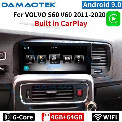 DamaoTek Android 10.0 8.8'' Car Radio Audio Player 4G 64GB For VOLVO S60 V60 2011-2020 GPS Navigation Multimidia