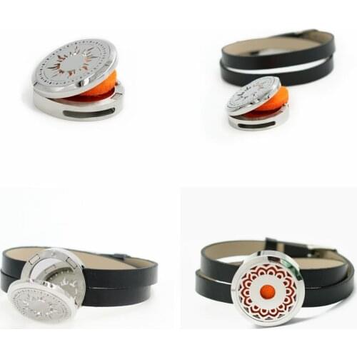 Done bone cross Elephant diffuser Bracelet Stainless Steel Magnet Diffuser locket Pu leather wristband Perfume Locket 10 Pads