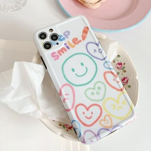 WGX Smiling face Phone Case For iPhone 11 Pro 7 8 Plus X XR XS Max Fashion Graffiti Candy Color Letter Soft TPU For iPhone X
