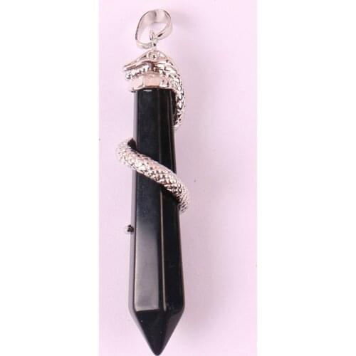 Black Carnelian Bead Pendant Snake Jewelry For Woman Gift 1PCS S578