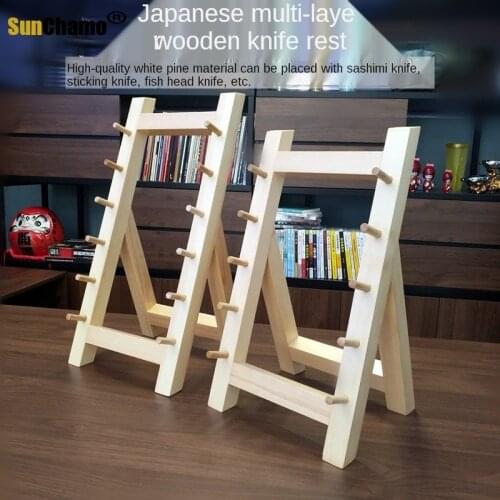 Japanese Bayonet Wooden Knife Rest Wooden Knife Holder Swinging Knife Rack Wooden Shelf Willow Knife Sushi Chef Tool