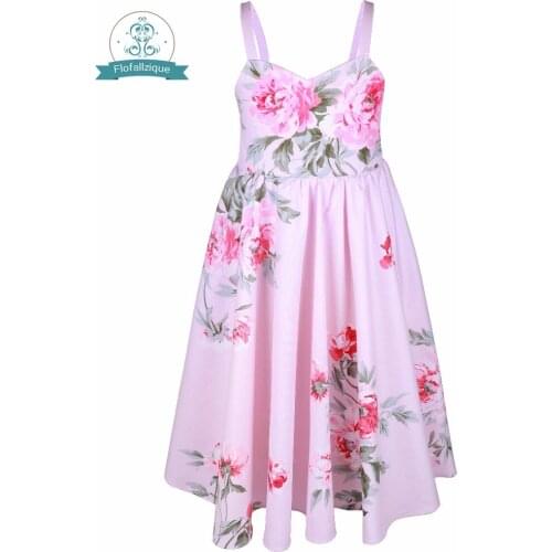 Flofallzique Sling Behind Bow Cotton Floral Toddler Clothes Party Wedding Sweet Cute Girl Dresses 1-12Y