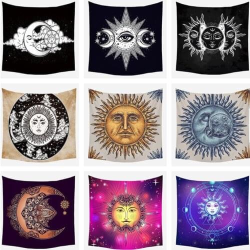 India Mandala Tapestry Wall Hanging Sun Moon Tarot Wall Tapestry Wall Carpet Psychedelic Tapiz Witchcraft Wall Cloth Tapestries