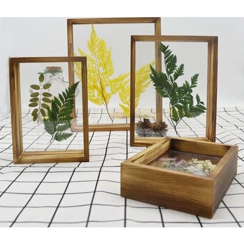 European Style Plant Dried Flower Leaves Specimen Box Square A4 Paper-Cut DIY Frame Double-Sided Glass Frame Desktop Ornaments