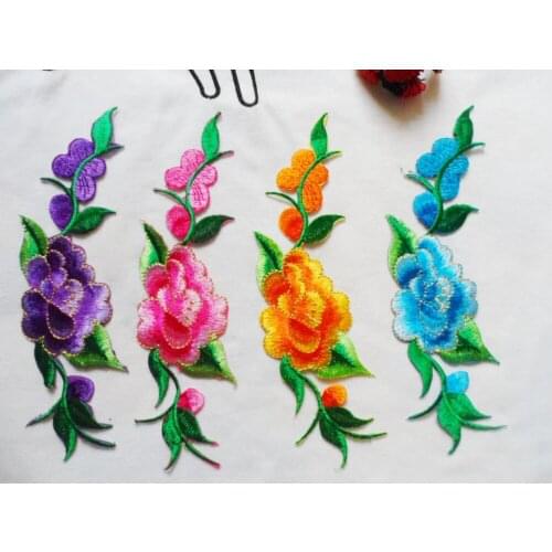 20*5 cm Fashion show tulle plum blossom lace patches embroidery design multi-colored lace motif for girls fashion dress