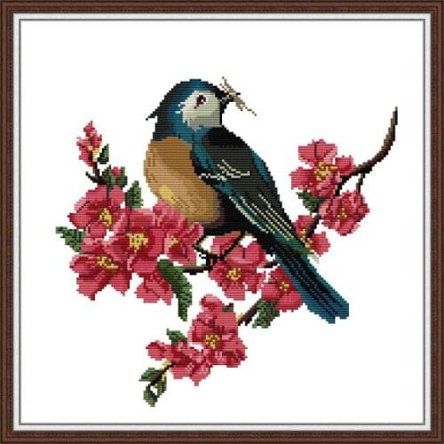 Bird on the branch cross stitch kit aida 14ct 11ct count print canvas stitches embroidery DIY handmade needlework