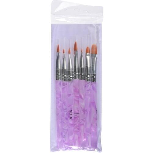 7pcs/lot Nail Art Brush Set UV Gel Polish Painting Drawing Pen Acrylic Builder Flat Brushes DIY Manicure Tools