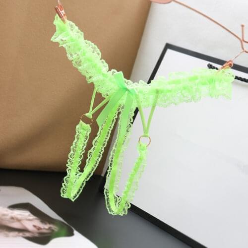 Erotic Crotchless Underwear Panties Women Sexy Lingerie Open Crotch Lace Thongs Panty 7 Colors