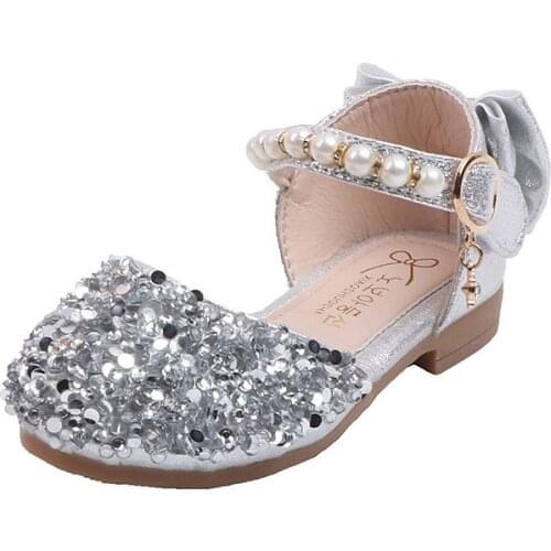 Girls Shoes 2020 Baby Girl Bow Shoes Sequined Shoes Crystal Shoes Summer Shoes Princess Shoes 1-12years