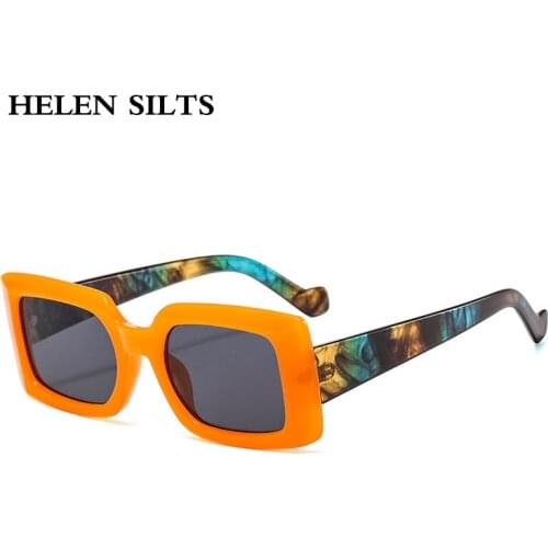 Small Square Sunglasses Women New Fashion Orange Flower Leg Sun Glasses Female Classic Black Vintage Punk Shades UV400 H55