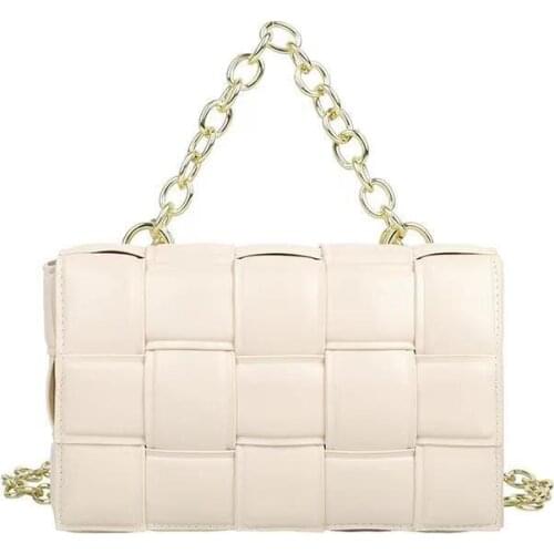 Solid Color Crossbody Bag for Women High Quality PU Leather Thick Chain Shoulder Messenger Bags Female Handbag and Purse