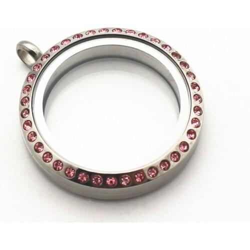 Wholesale Crystal 30mm Pendant floating locket Stainless steel floating charms memory lockets for Necklace locket bracelet