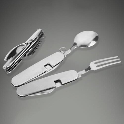 Outdoor Stainless Steel Folded Fork Spoon Knife Picnic Camping Dinnerware Tableware