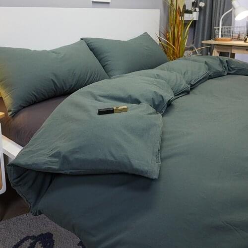 Nordic Style Simple Cotton 100 Pure Cotton Washed Cotton Bed Four-Piece Set Bed Sheet Duvet Cover Duvet Cover