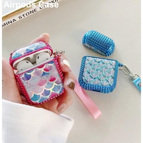 Drop Glue Case for Apple Airpods 1 2 Shockproof Glitter Hard Scale Cover for Apple AirPods Earphone Cases for Air Pod Protector