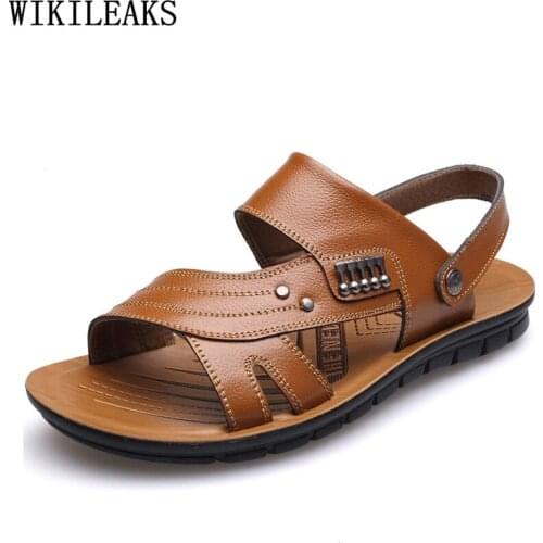 Man Sandals 2021 Summer Beach Sandals Men Summer Shoes Mens Sandals Genuine Leather Slippers for Men Los Zapatos De Los Hombres