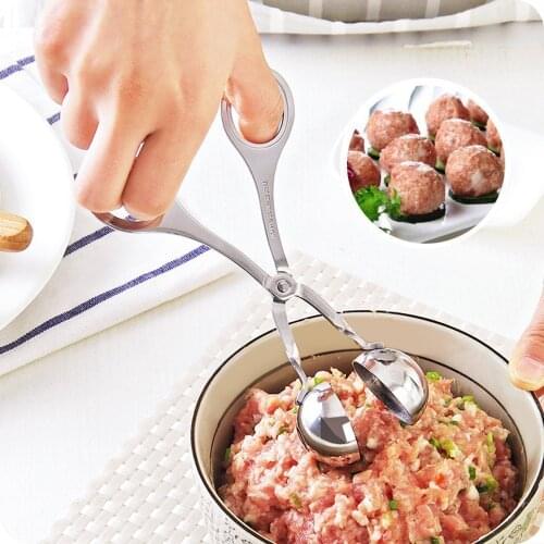 Spherical Meatball Maker Stainless Steel DIY Clip Meat Ball Mold Ice Tongs Cookie Dough Scoop Fish Egg Clip Kitchen Accessories