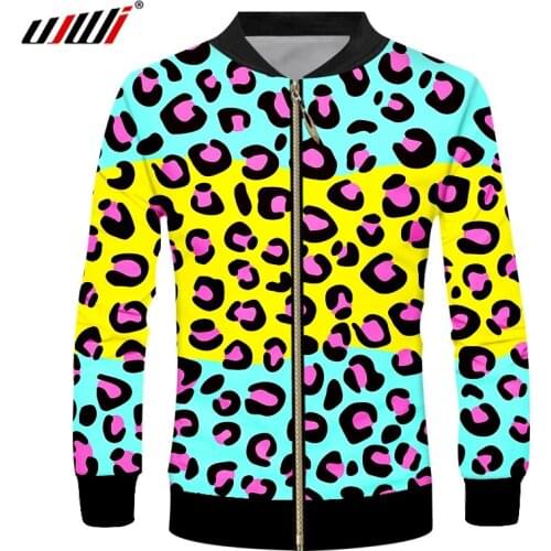 UJWI Fashion Pink Leopard Men Women Hip Hop Zipper jacket Casual Personality 3D Collar Zipper Sweatshirt Fall/winter Pullovers