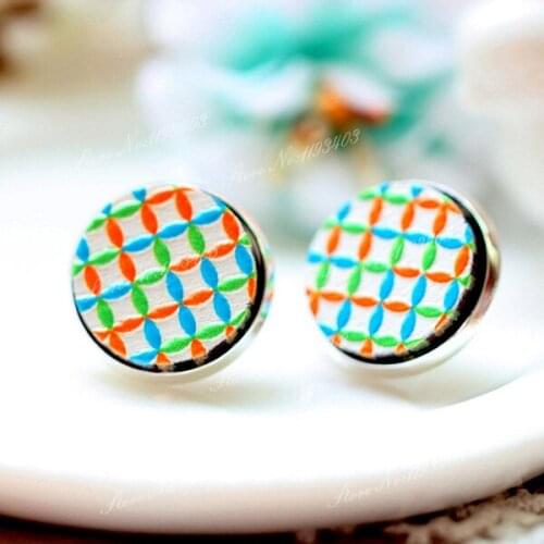 Unique 3D Geometry Embossed 16mm Round Coloured Drawing pattern Laser Cut wood Cabochon DIY for Rings, Earring,Brooch,Necklace