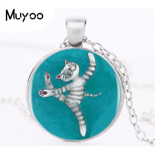 Dance Cat Logo Pendant Necklace Animal Picture 4 Colors Handmade Chain Vintage Necklace Women Jewelry Friend Gift HZ1