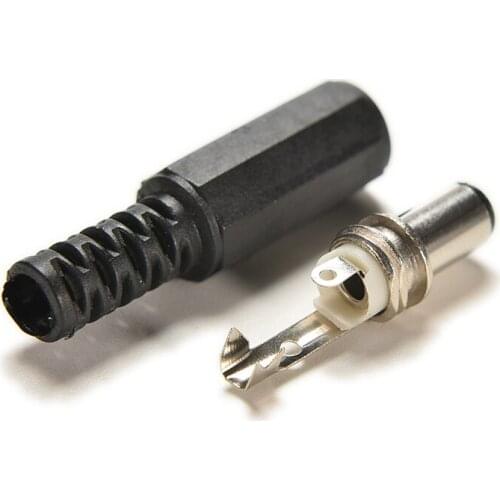 10PCS for Camera 2.5x 5.5mm with Black Color Tip Male DC Power Plug Jack Adapter Power Supply Cable Connectors Socket for CCTV