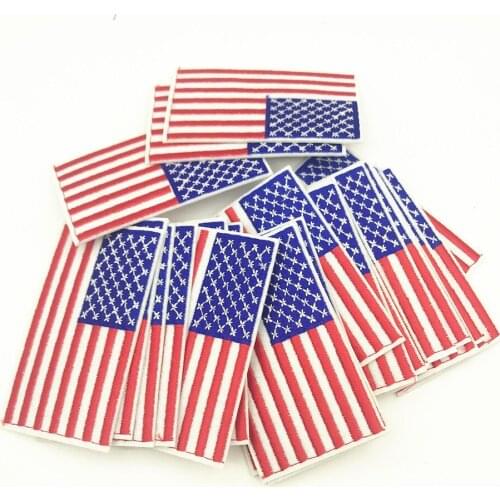 100pcs 4.5*8.0cm Embroidered Patches USA American US United States Flag Clothing Appliques Iron On Embroidered Badge Sticker