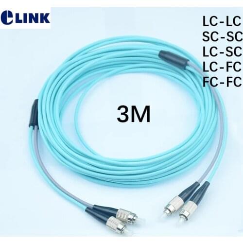 5pcs 3mtr OM3 Armored PatchCord 2 fiber SC-SC LC-LC LC-SC LC-FC armored ftth jumper 2 core optical fibre MM cable duplex ELINK