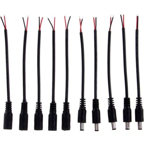 5Pcs DC LED Connectors with Lock Buckle, 15cm length cable,DC 5.5 x 2.1mm DC Male Female jack adapter for cctv camera