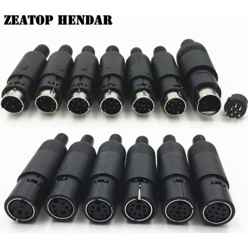 50Pcs Mini 3 4 5 6 7 8 9 Pin Din Male / Female Plug With Plastic Handle Adapter Soldering Cable DIY Connector