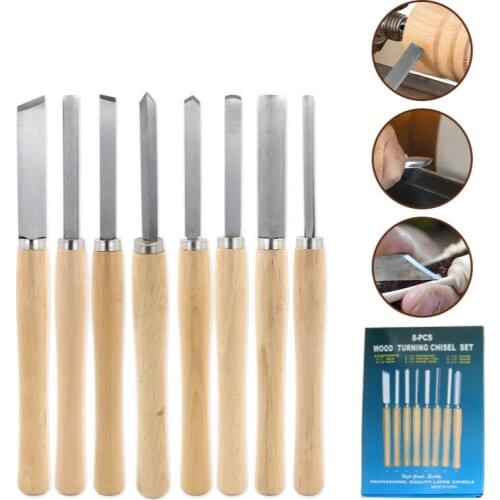8PCs HSS Wood Carving Knife Lathe Chisel Set Turning Tools Woodworking Gouge Skew Parting Spear Semicircle Wood chisel