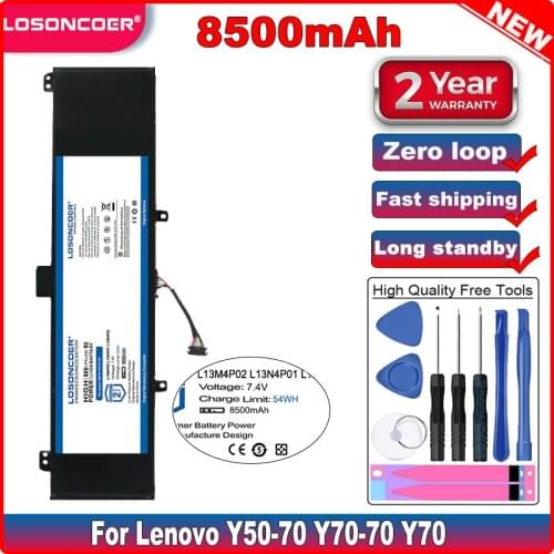 8500mAh L13M4P02 Laptop Battery for Lenovo Y50-70 Y70-70 Y70 121500250 Tablet L13M4P02 L13N4P01 L13M4P02 Battery 7.4V 54Wh