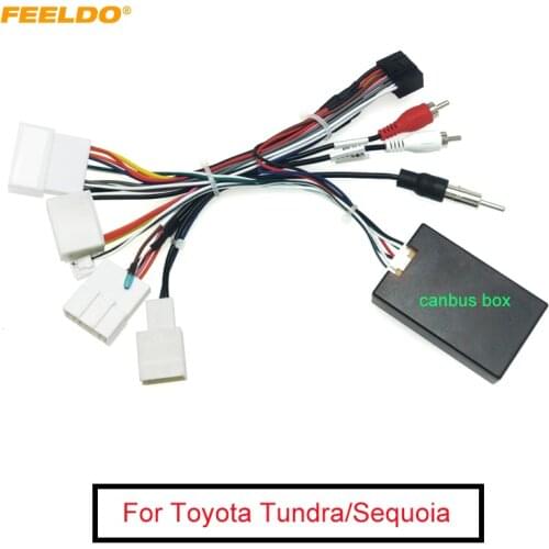 FEELDO Car Stereo Audio 16PIN Android Wiring Harness Power Cable Adapter With Canbus Box For Toyota Tundra/Sequoia/Lexus 330/350